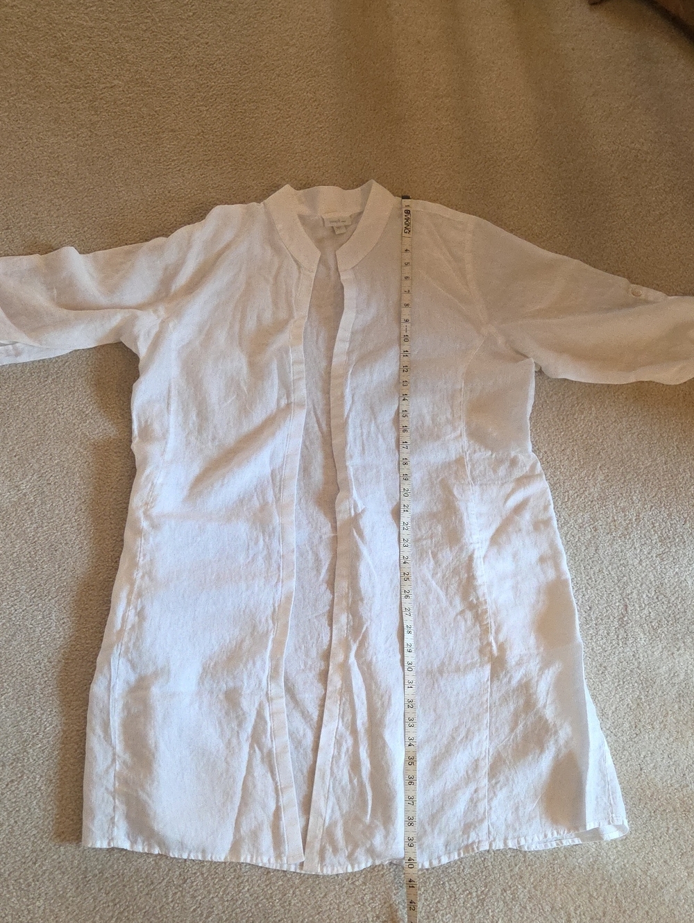 White Linen Longline Buttonless Tunic